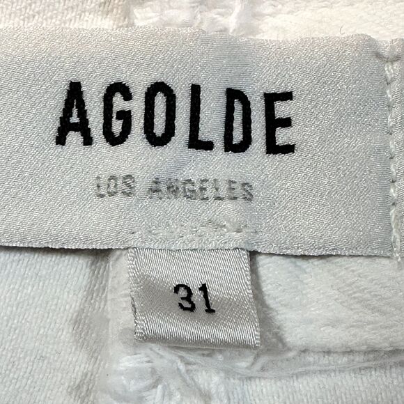 Agolde Broken Waistband Jeans White Wide Leg Button Fly Organic Cotton Size 31 - Picture 6 of 13